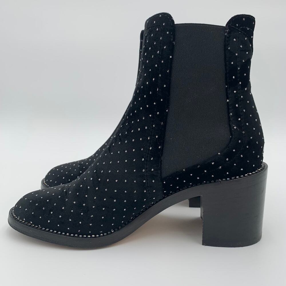 Jimmy Choo Merril Ankle Boots Black Velvet Crystal EU 37.5 US 7 Luxury Designer